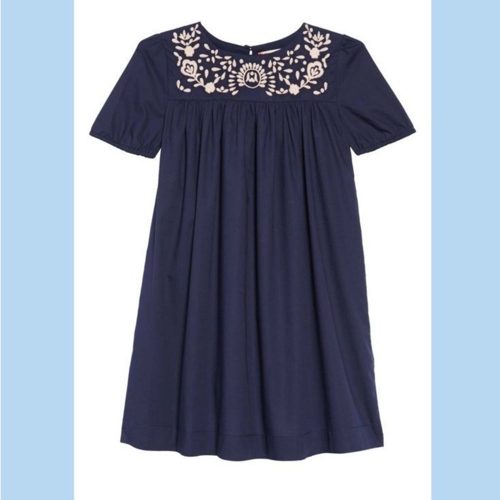 Nordstrom Ruby & Bloom Embroidered Dress Navy Blue Pink Girls 3